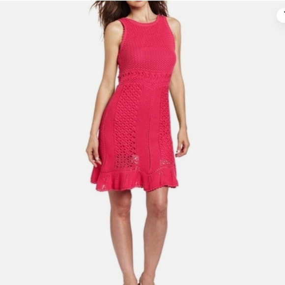 Lilly Pulitzer Molly Hot Pink Harbor Crochet Dress Size Small - Picture 1 of 8